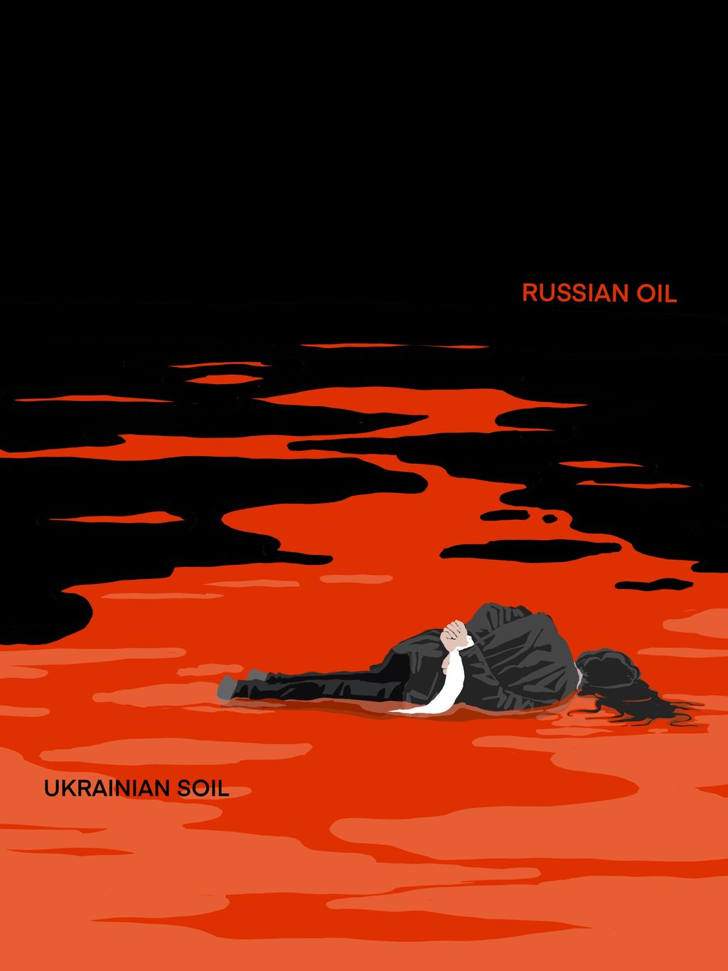 «Это приказ sorri». Картины художников мира о военных преступлениях в Украине, «Russian oil / Ukrainian soil» Jenna Kunnas — discours.io