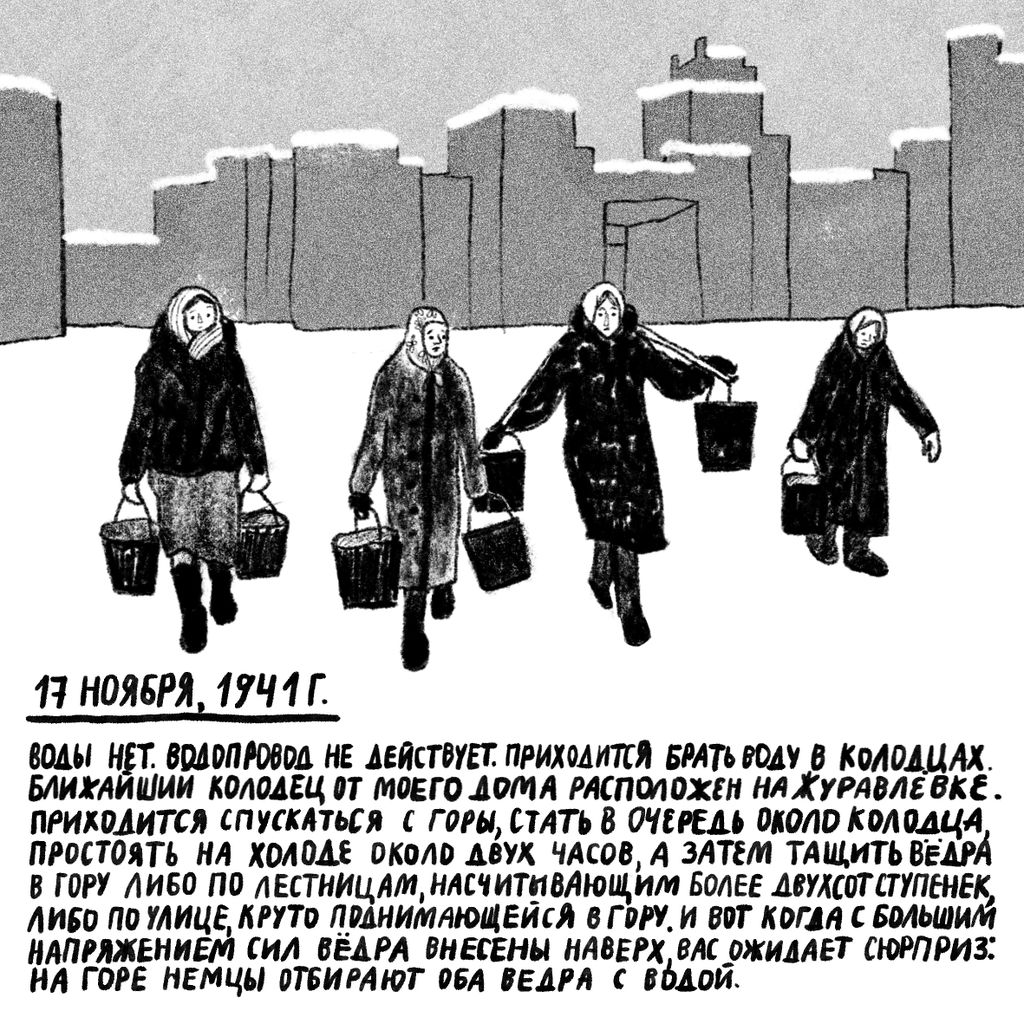 «Проклятый век! Чудовищное время!» — дневники Второй мировой в авторских иллюстрациях. Проект «Общества Мемориал», Из дневника Льва Николаева — discours.io