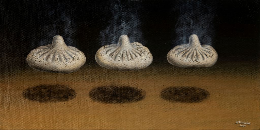 Хинкали, копченый сулугуни и саперави. Живописная Грузия в натюрмортах с национальной едой, «По-горски». 2024 — discours.io