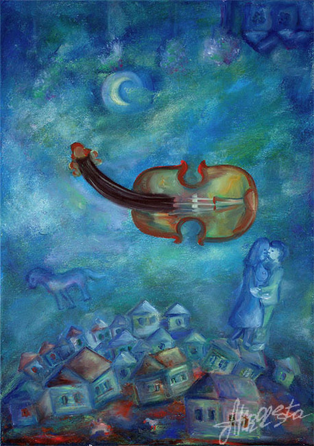JazzArt: импровизации на темы великих. Попробуйте угадать художника, не читая названий, Скрипка Марка Шагала — discours.io