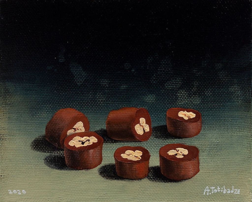 Хинкали, копченый сулугуни и саперави. Живописная Грузия в натюрмортах с национальной едой, «Чурчхела». 2020 — discours.io