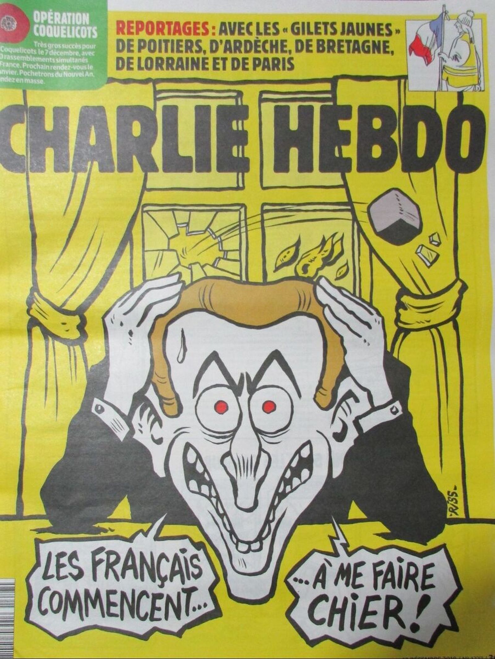 «Французы начинают меня заёбывать!» / Комикс на передовице Charlie Hebdo (2018)