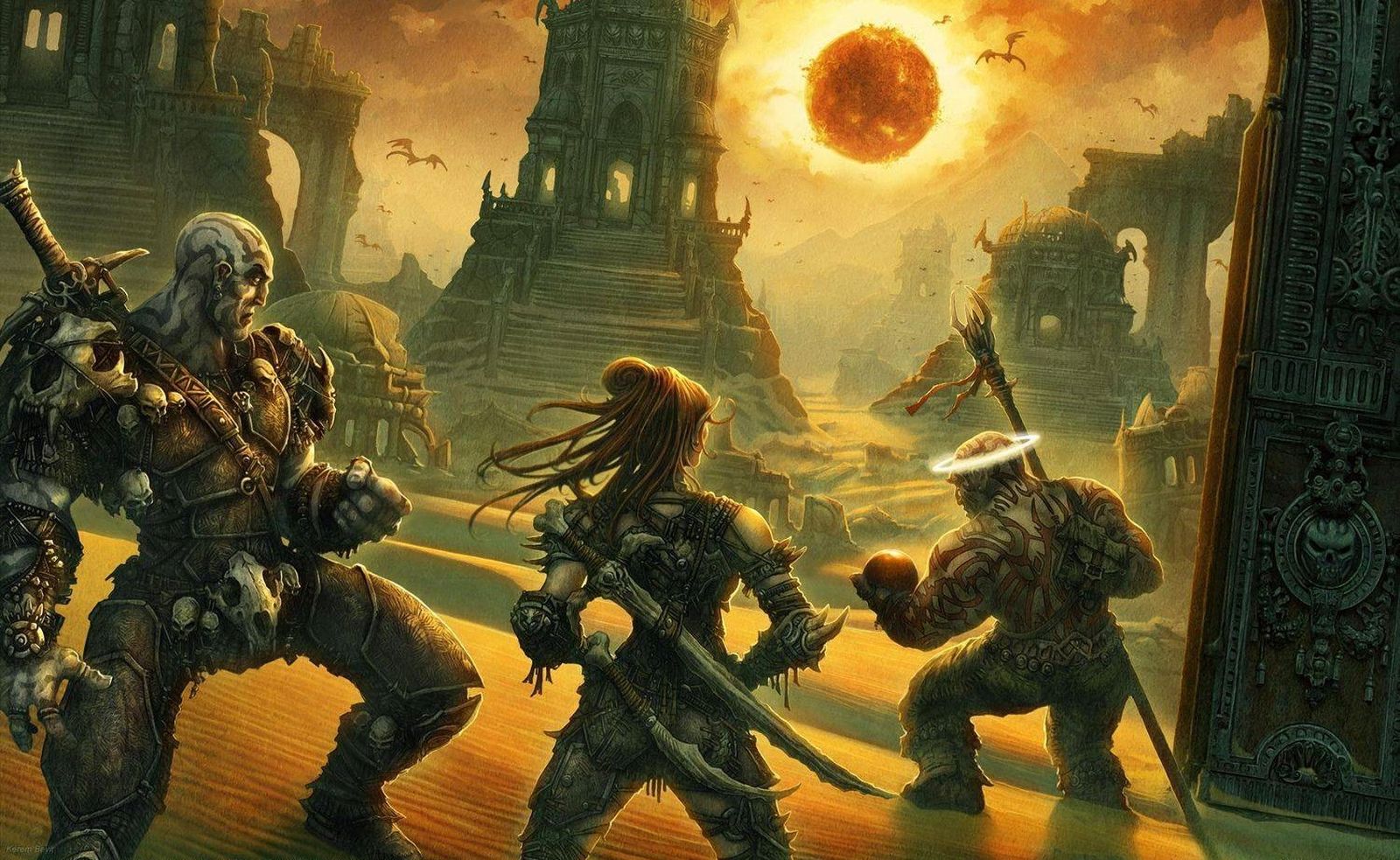 Атас из сеттинга Dark Sun — полный руин мир, где температура после полудня достигает 50-60 градусов, а дождь проливается над пустыней раз в год. В Атасе свирепствуют песчаные бури, а гигантские насекомые нападают на путников / Иллюстрация: Scott Appl