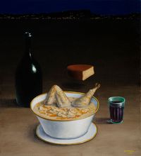 Хинкали, копченый сулугуни и саперави. Живописная Грузия в натюрмортах с национальной едой, «Сациви. 2023» — миниатюра