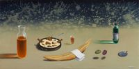 Хинкали, копченый сулугуни и саперави. Живописная Грузия в натюрмортах с национальной едой, «Обед победителя». 2020 — миниатюра