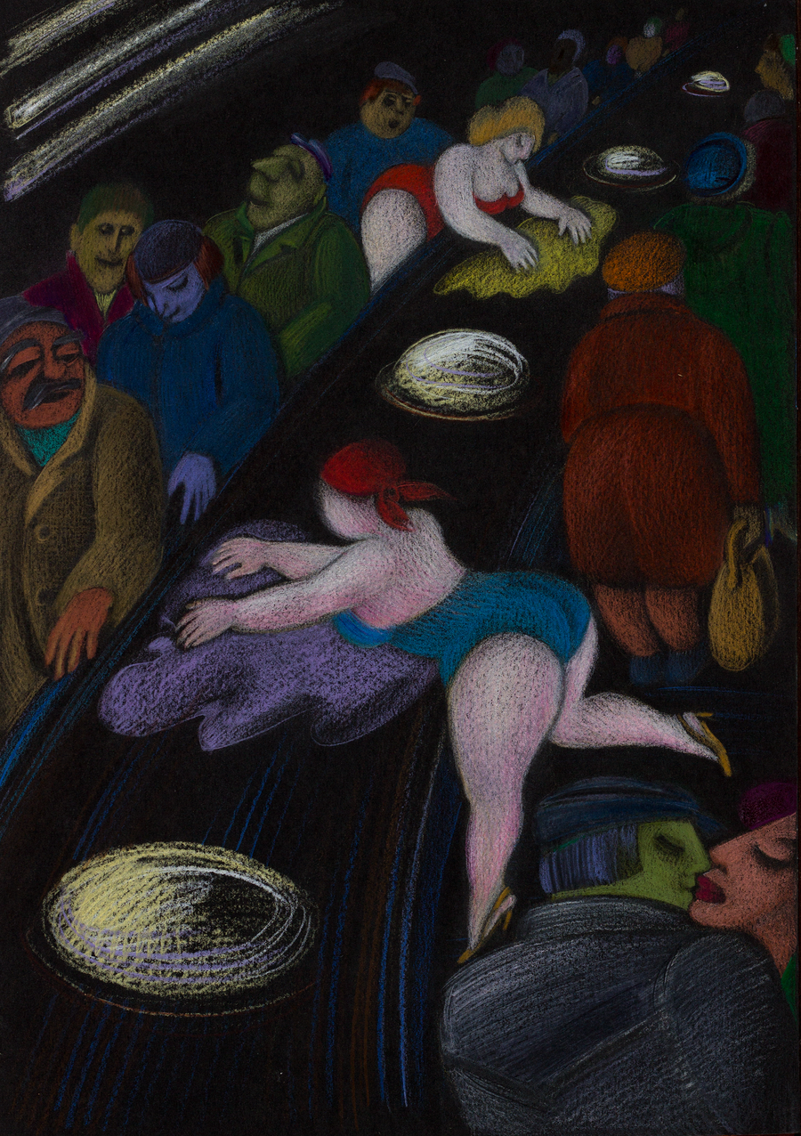 «Метро», 1990-е, черная бумага, 35х25