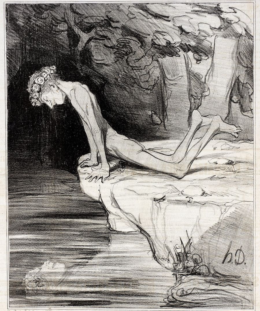 Honoré Daumier. Le beau narcisse. 1842