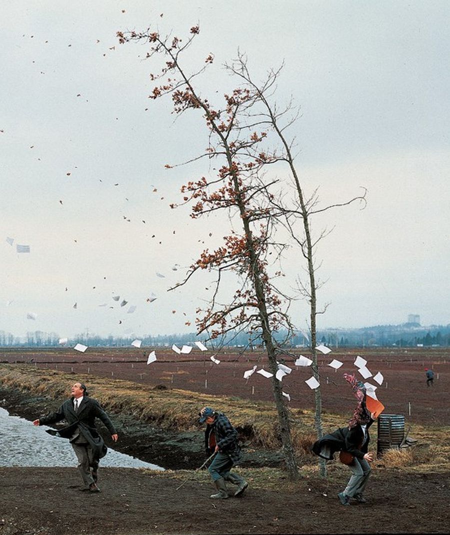 Джефф Уолл. Внезапный порыв ветра (по Хокусаю). 1993. Благодаря цифровым технологиям художники получили возможность конструировать сюжет, решительно порывая с традиционной, основанной на химических процессах фотографией. Джефф Уолл. Внезапный порыв ветра (по Хокусаю). 1993. Благодаря цифровым технологиям художники получили возможность конструировать сюжет, решительно порывая с традиционной, основанной на химических процессах фотографией.