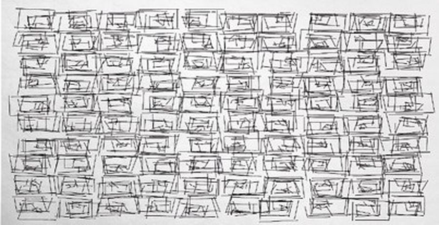 Вера Мольнар. Маршрут (Макет для архитектурного проекта), 1976. Благодаря цифровым технологиям излюбленный художниками-минималистами, работающими с категорией времени или жеста, прием повторения стал куда проще в исполнении. В работе Мольнар рисунок, Вера Мольнар. Маршрут (Макет для архитектурного проекта), 1976. Благодаря цифровым технологиям излюбленный художниками-минималистами, работающими с категорией времени или жеста, прием повторения стал куда проще в исполнении. В работе Мольнар рисунок,